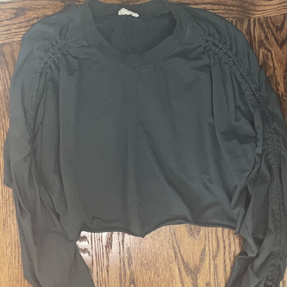 Open Edit Cotton Ruffle Sleeve Top, Size L